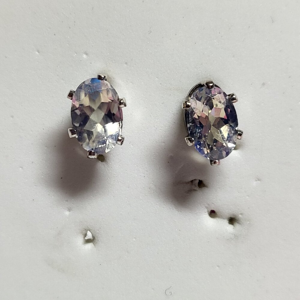 Moonstone Solitaire Sterling Silver Stud Earrings - image 3